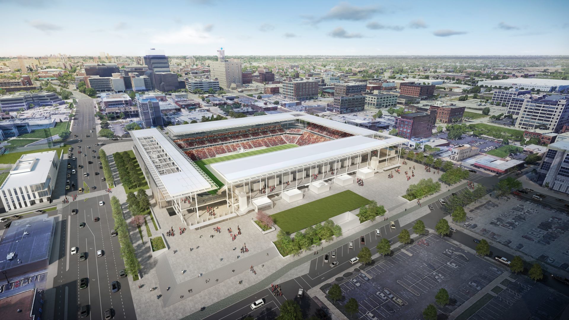 St. Louis MLS stadium, aerial from 20th and Market